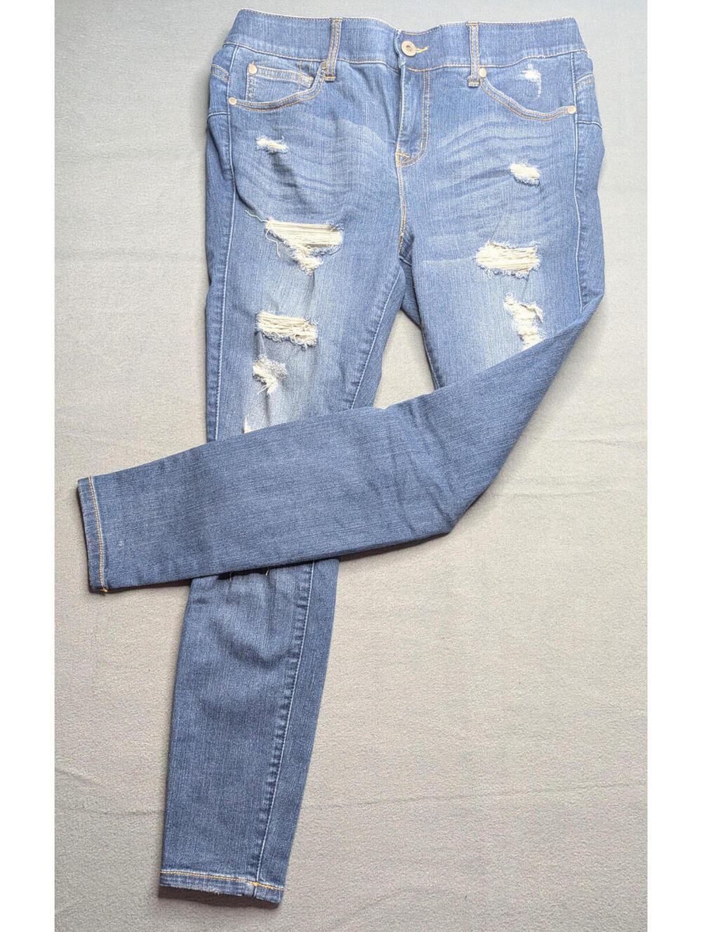 Torrid Bombshell Skinny Jeans Womens 12R Blue High Rise Distressed Stretch Denim
